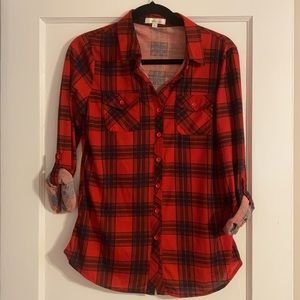 NWOT Black and Red Plaid Top
